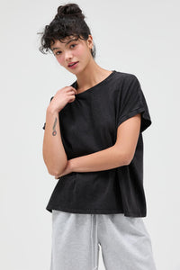 Capped Sleeve Mineral Wash T-shirt