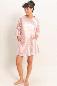 Striped Round Neck Half-sleeve Mini Dress