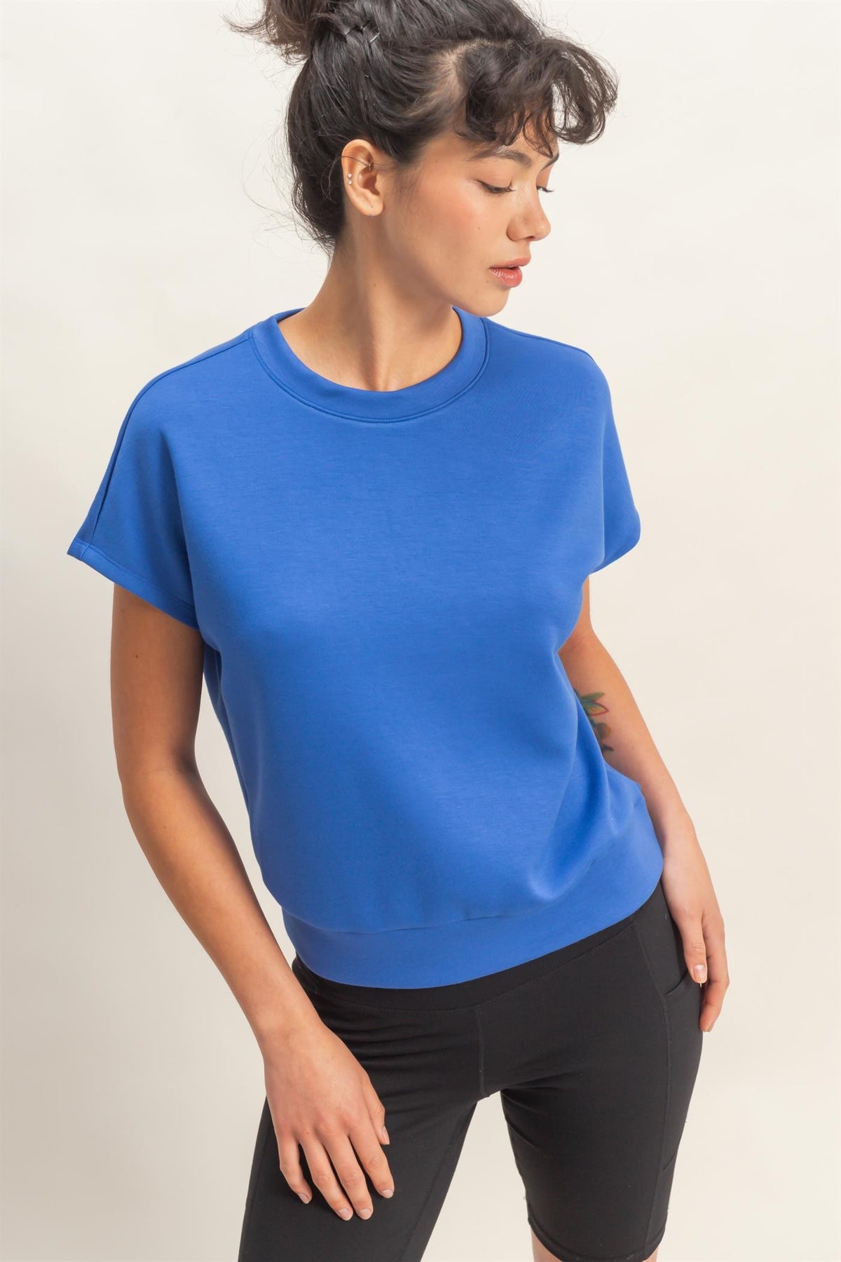 Crew Neck  Dolman Sleeve Short Set
