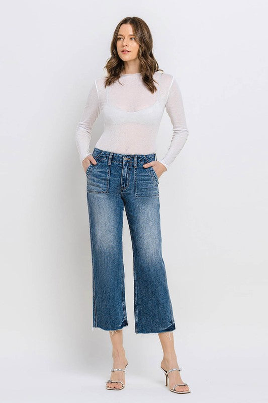 VERVET HIGH RISE CROP UTILITY STRAIGHT JEANS