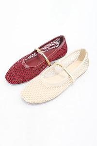 Meghan Mesh Mary Jane Flats Metallic Strap Breatha