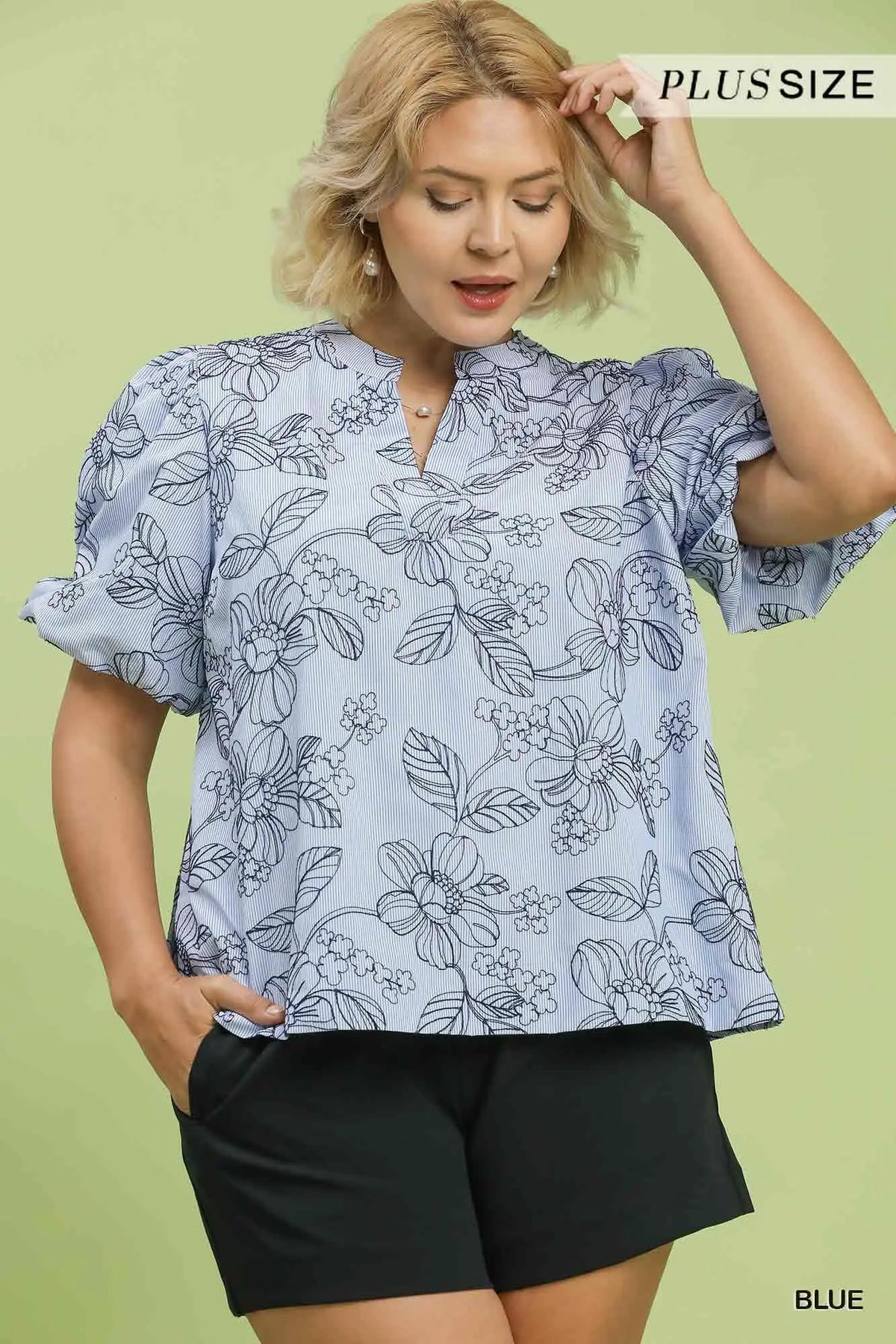 Embroidered Floral Print Blouse