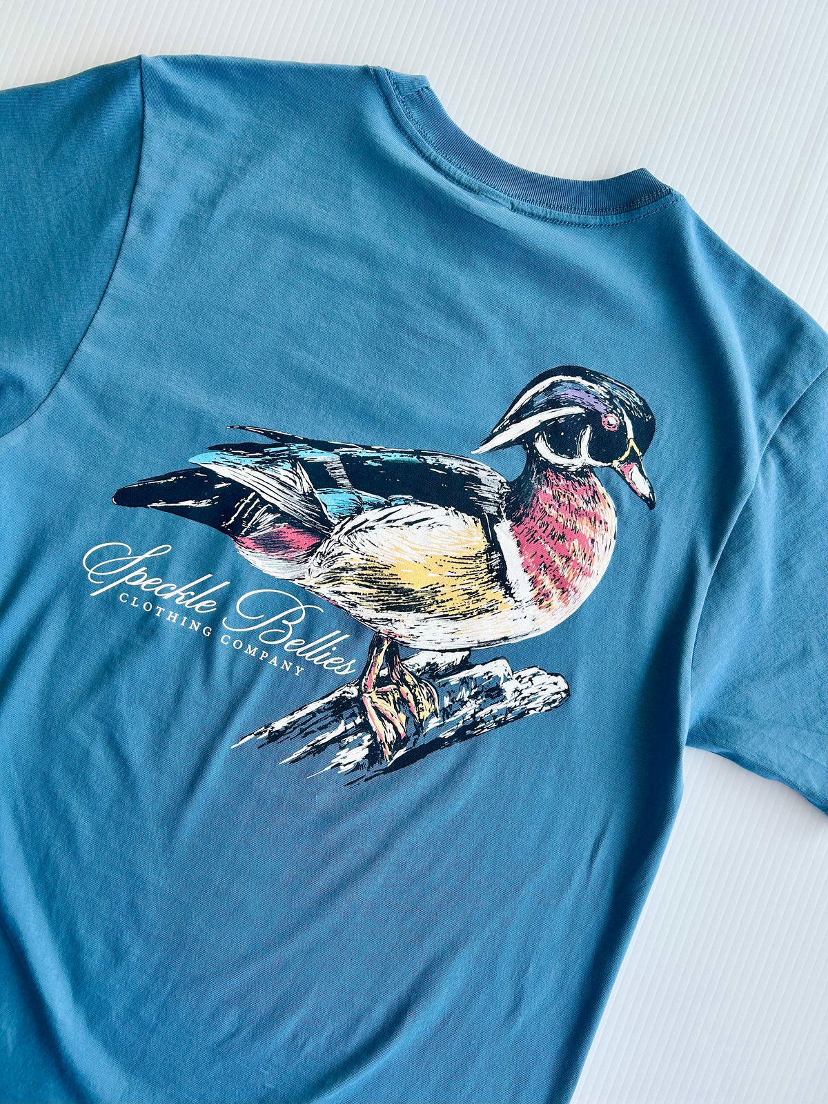 Speckle Bellies- Wood Duck Pocket Tee- Slate