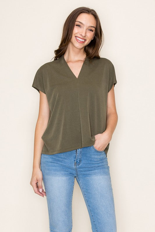 MODAL S/S V-NECK SCOOP TOP