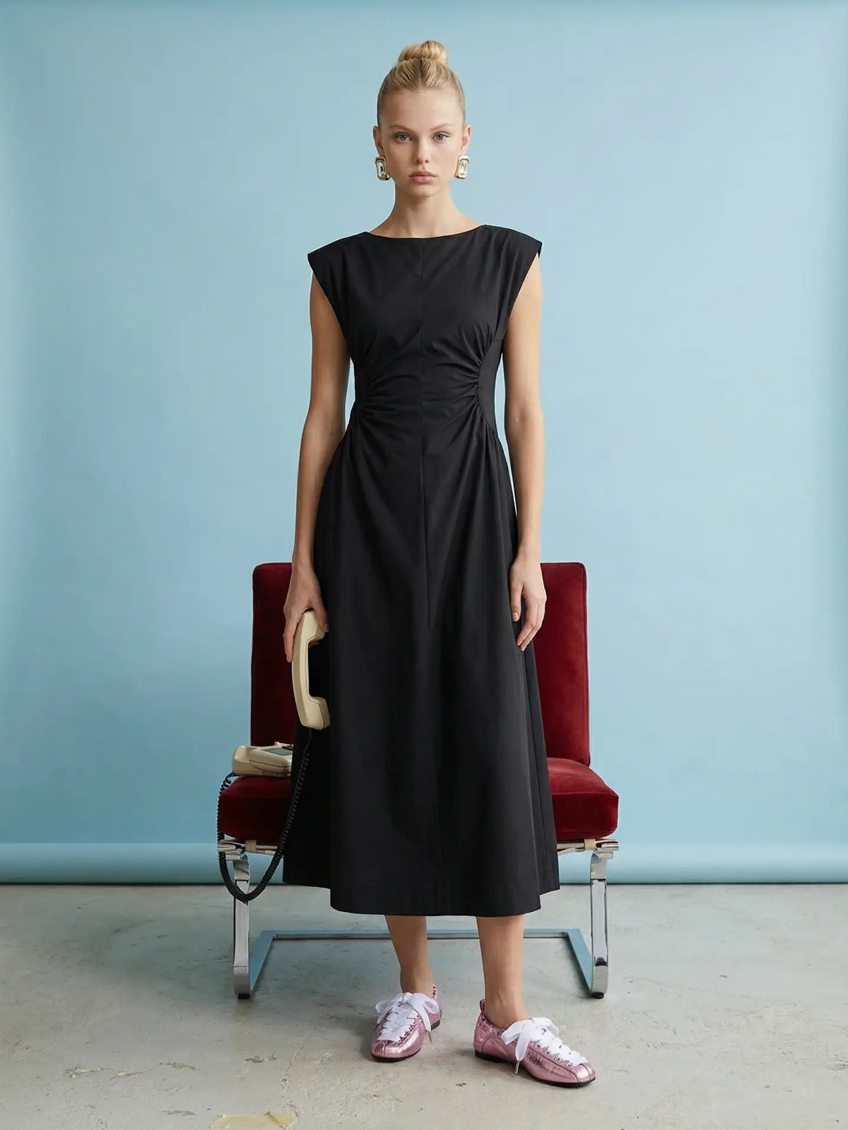 Ruched Waist Midi Dress