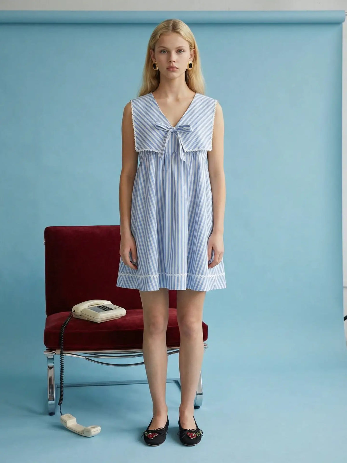 Striped Bow Detail Mini Dress