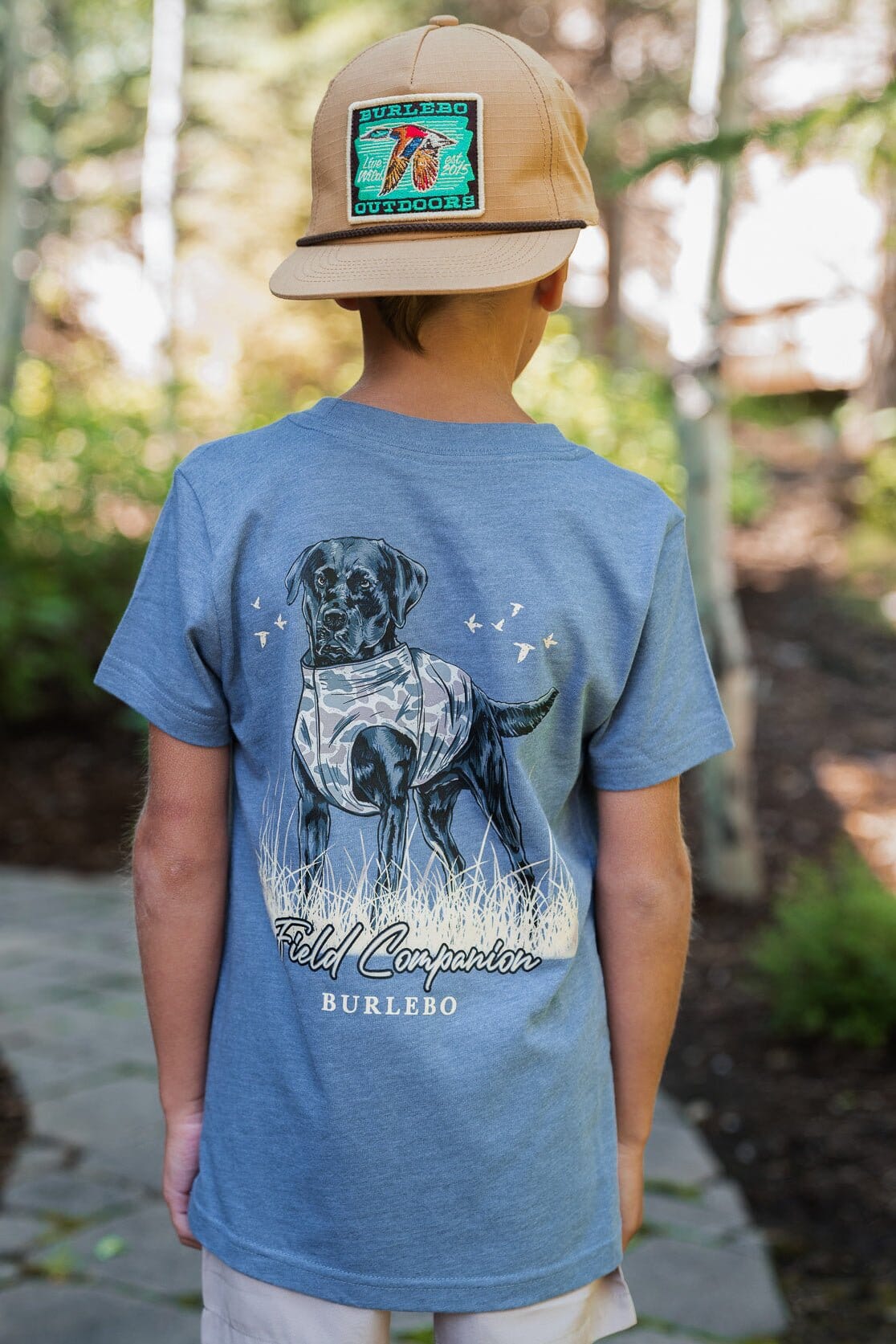 Burlebo-Youth Tee - Field Companion - SS - Heather Blue Jean