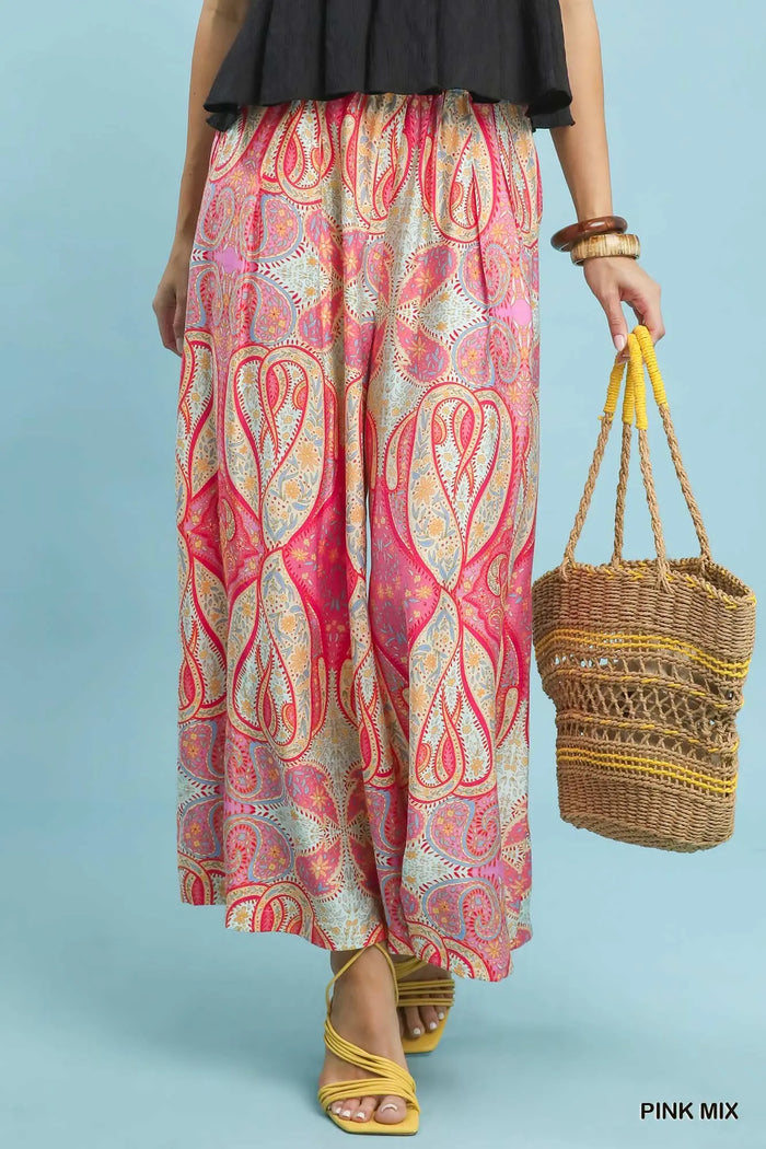 Printed Pull-On Skirt Pants