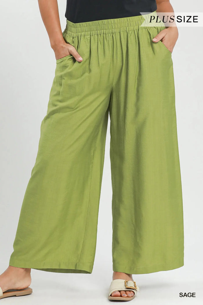 Wide Leg Pull-On Pants