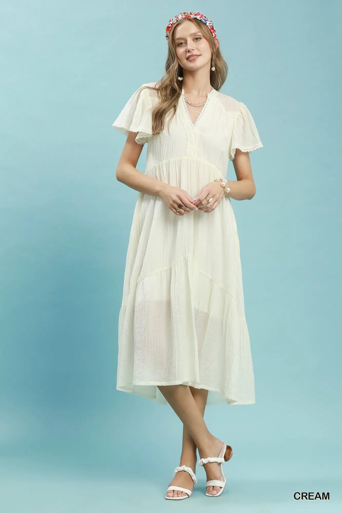 Textured Tiered Midi Dress