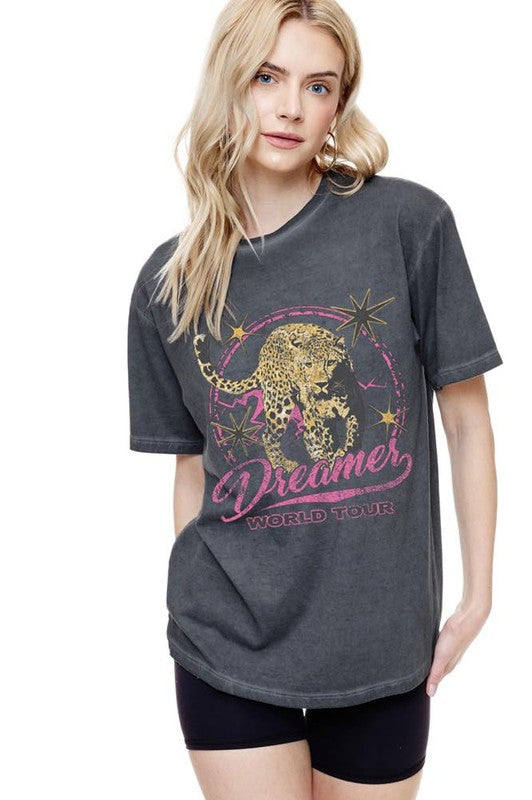 DREAMER WORLD TOUR LEOPARD VINTAGE GRAPHIC TEE