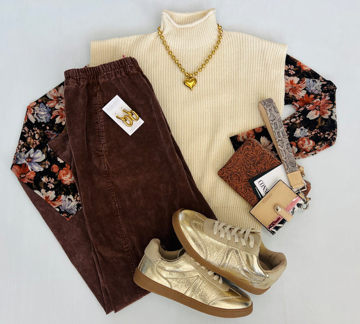 Floral Mock Neck Long Sleeve Sheer Knit Top
