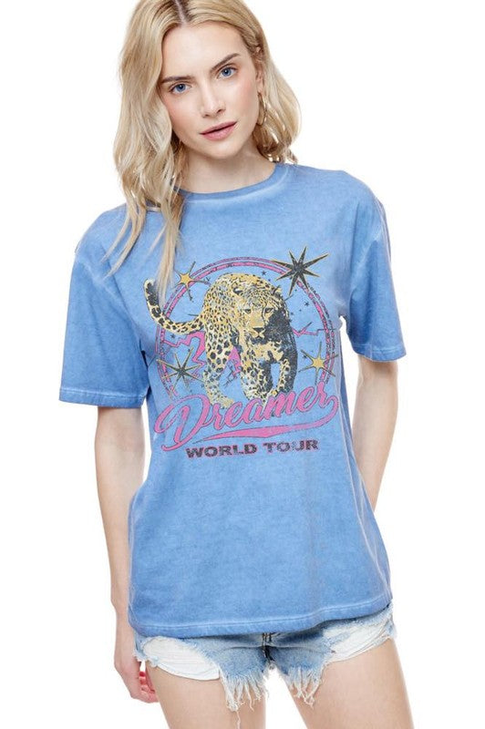 DREAMER WORLD TOUR LEOPARD VINTAGE GRAPHIC TEE