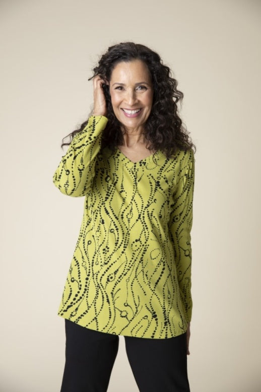 HABITAT COZY RIB WAVY DOTS V-NECK TUNIC