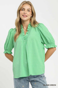 Textured Gingham Top