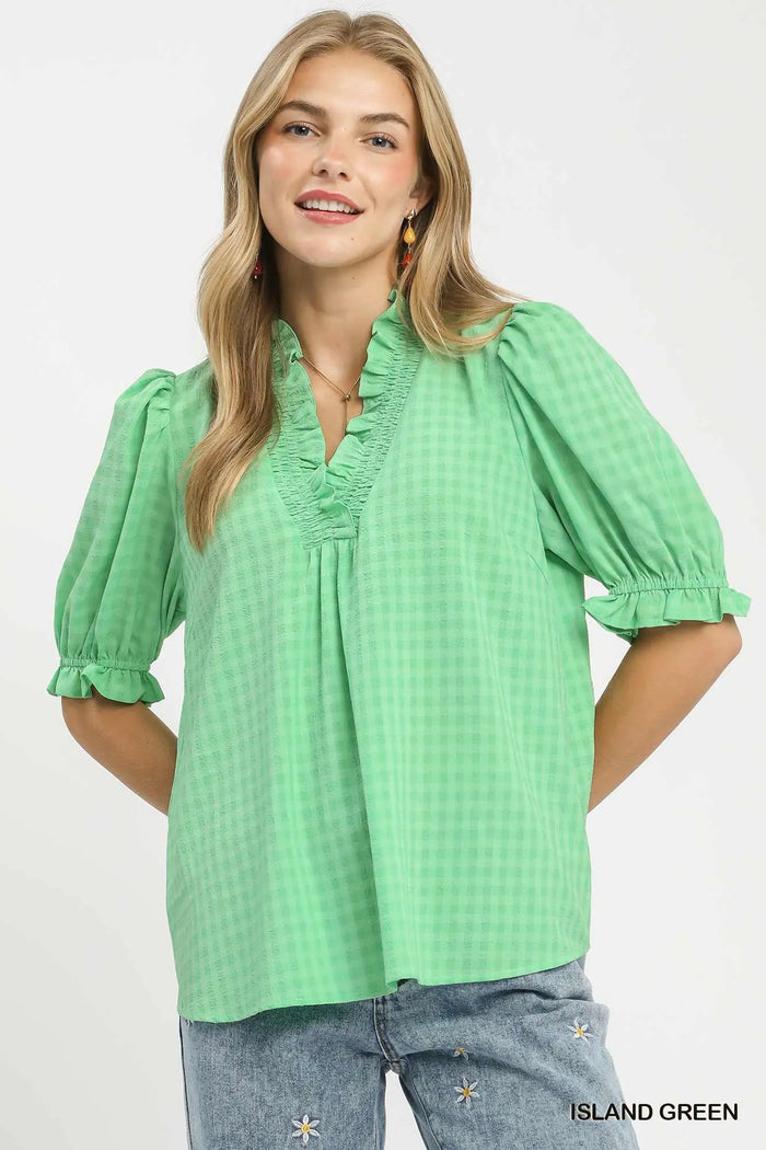 Textured Gingham Top