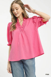 Textured Gingham Top