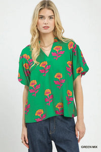 Block Print Floral Top