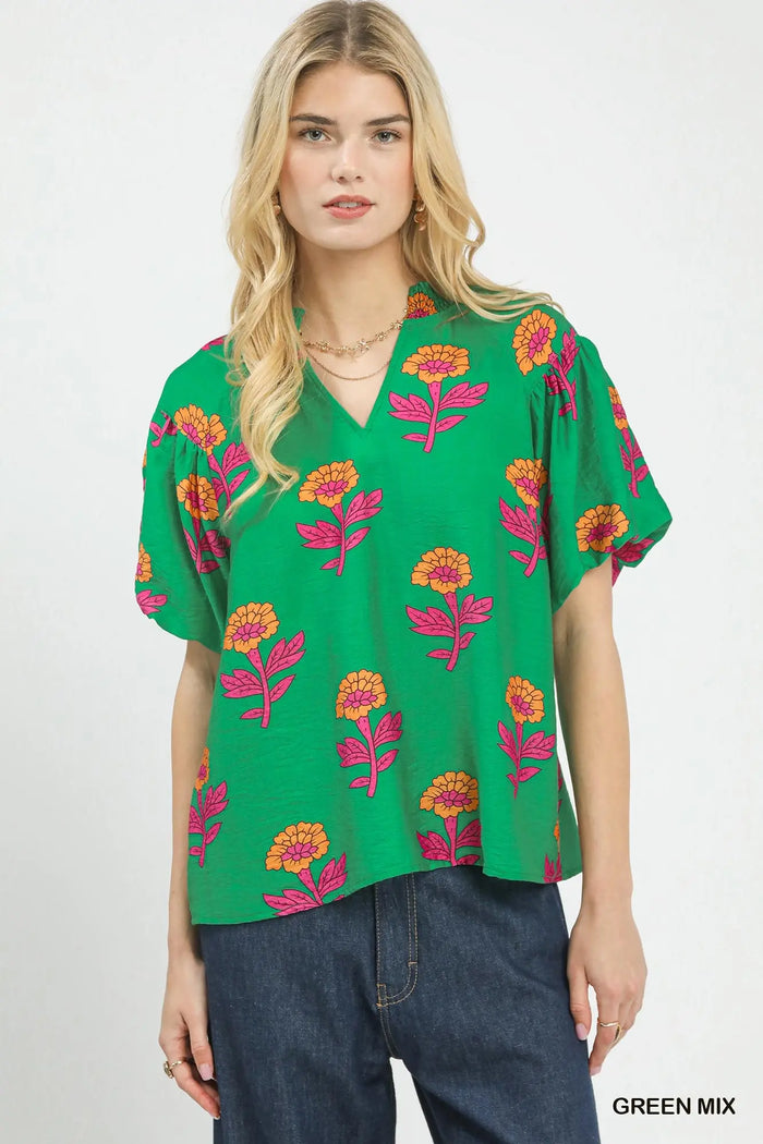 Block Print Floral Top