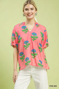 Block Print Floral Top