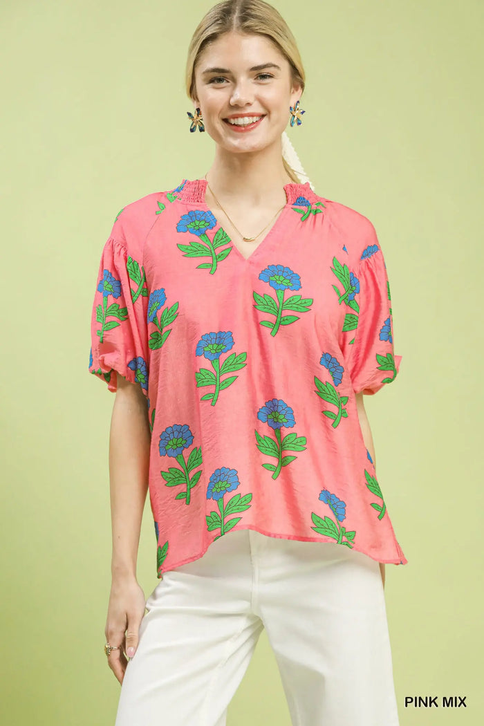 Block Print Floral Top