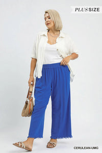 Frayed Hem Wide-Leg Pants