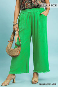 Frayed Hem Wide-Leg Pants