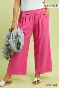Frayed Hem Wide-Leg Pants