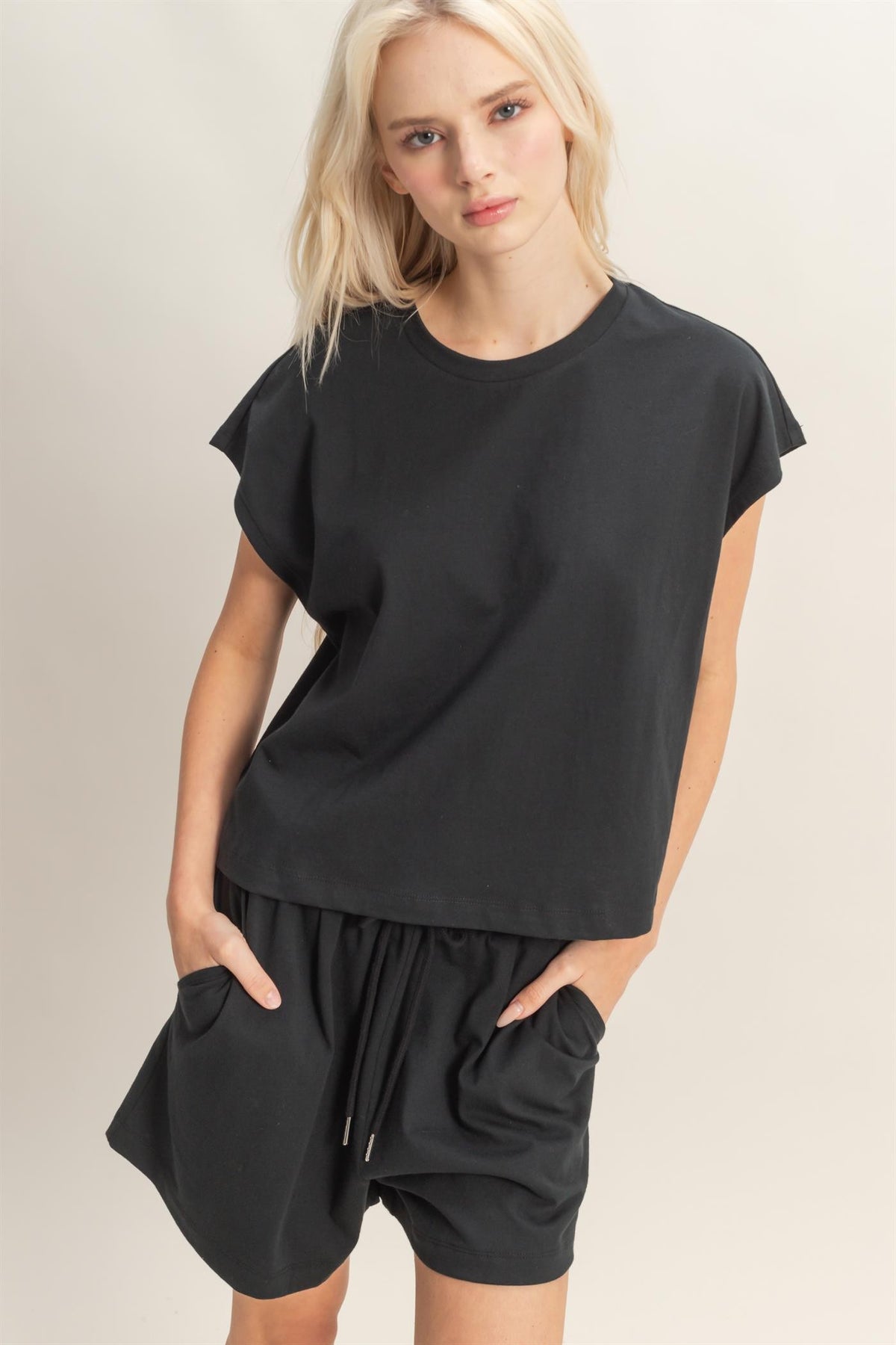 Cap Sleeve Boxy Top And Shorts Set