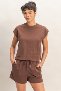 Cap Sleeve Boxy Top And Shorts Set