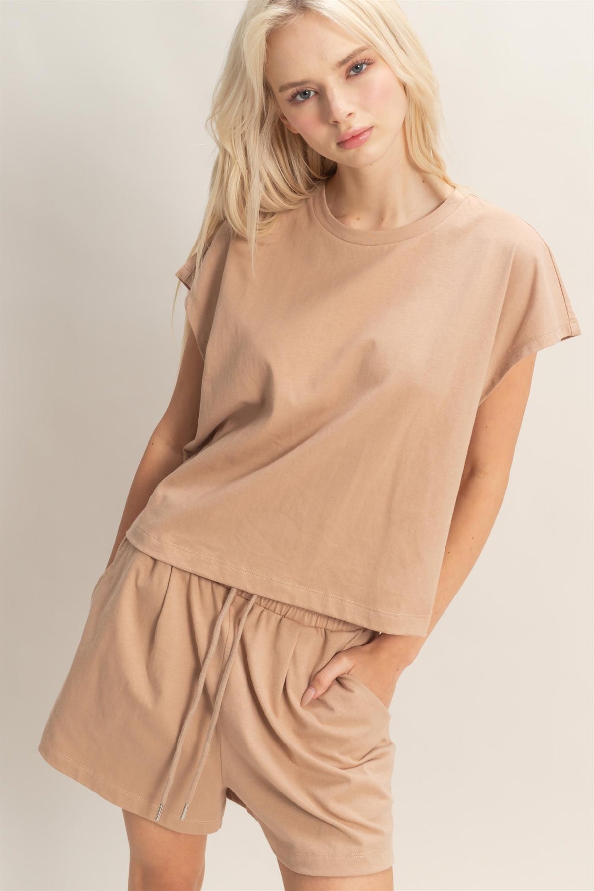 Cap Sleeve Boxy Top And Shorts Set