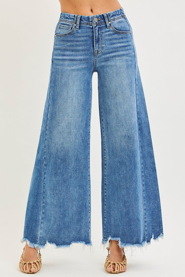 RISEN HIGH RISE ANKLE WIDE JEANS