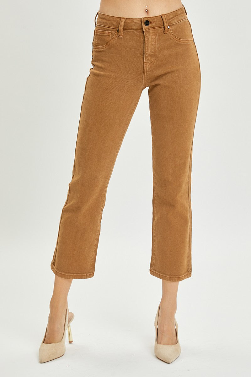 Risen Plus Size Mid Rise Straight Crop Pants