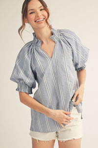 Ruffle Detail Stripe Top