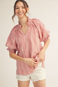 Ruffle Detail Stripe Top