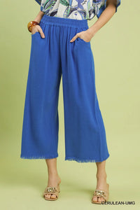 Frayed Hem Wide-Leg Pants