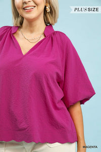 Bubble Sleeved Seersucker Top