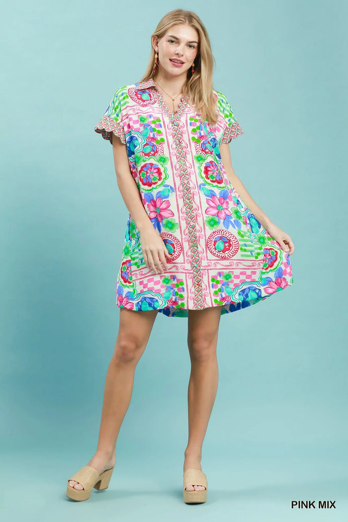 Mediterranean Print Dress
