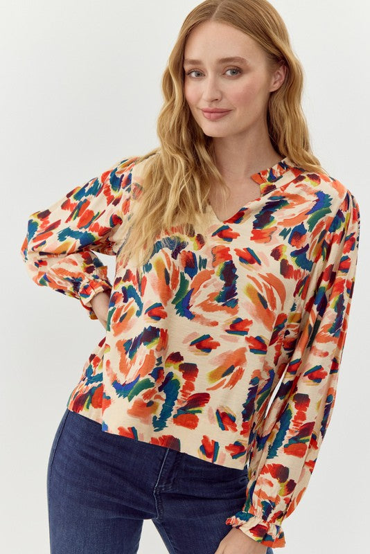 Print Long Poet Sleeves Top