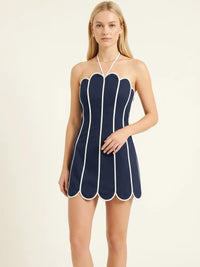 Scallop Trim Halter Mini Dress