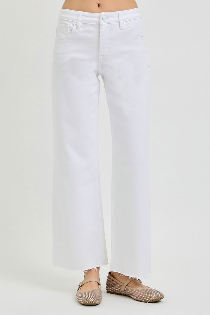 Risen Tummy Control Mid Rise Ankle Straight Raw Hem