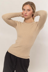 Classic Ribbed Long Sleeve Knit Top