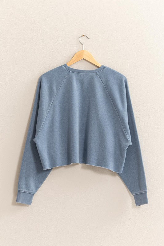 Raw Hem Cropped Sweatshirt