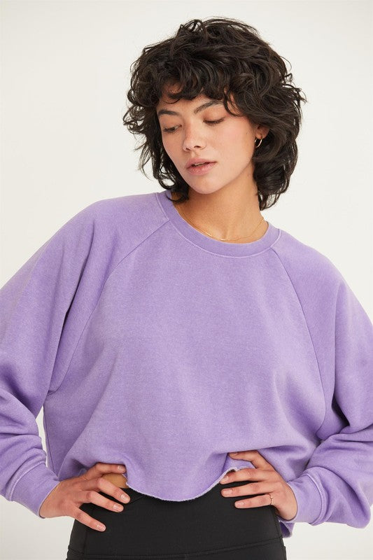 Raw Hem Cropped Sweatshirt