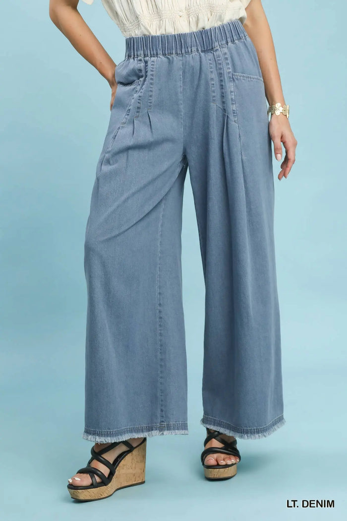 Stone Washed Wide Leg Pants