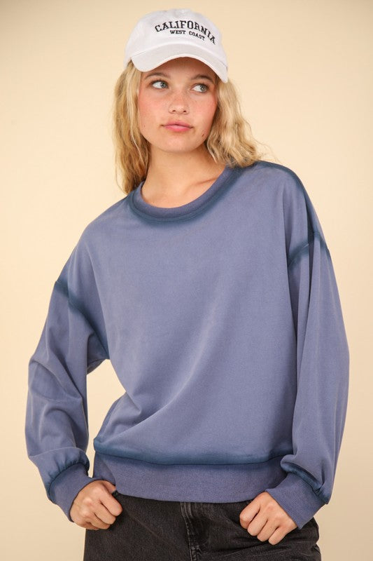 Contrast Spray Detail Oversized SweatShirt Knit