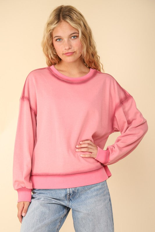 Plus Contrast Spray Detail Oversized SweatShirt Knit