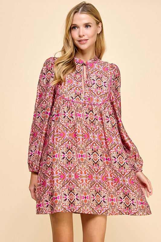 Abstracted Printed Loose Fit Dress