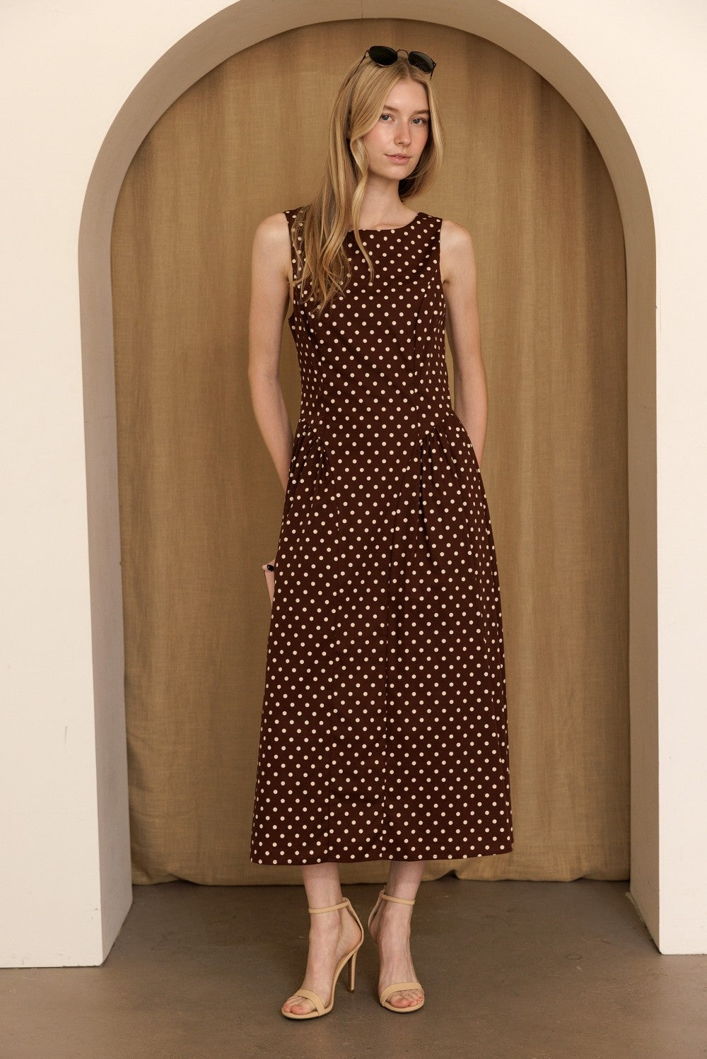 Polka Dot Fit & Flare Midi Dress