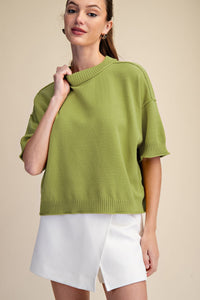 Crew-neck Elbow-length Sleeves Sweater